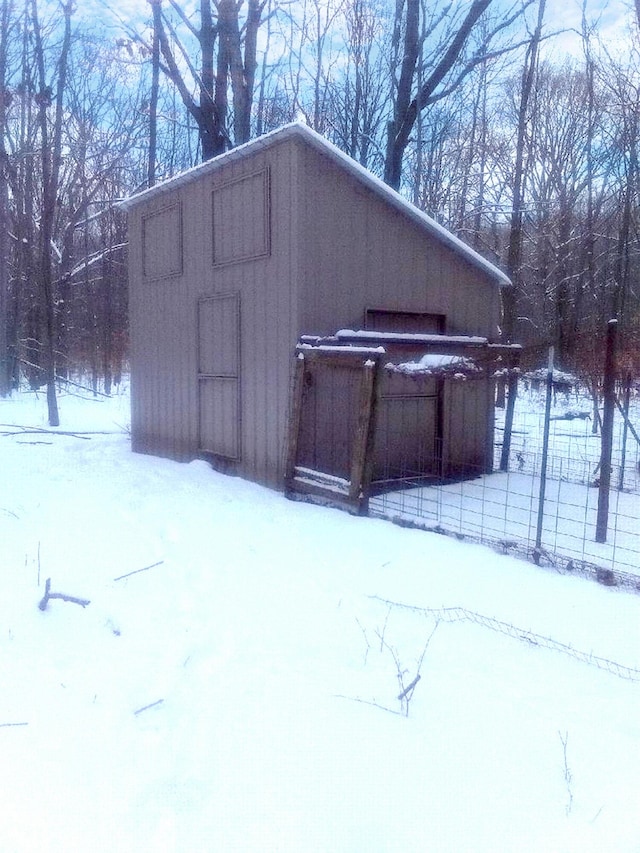 view of snow covered structure