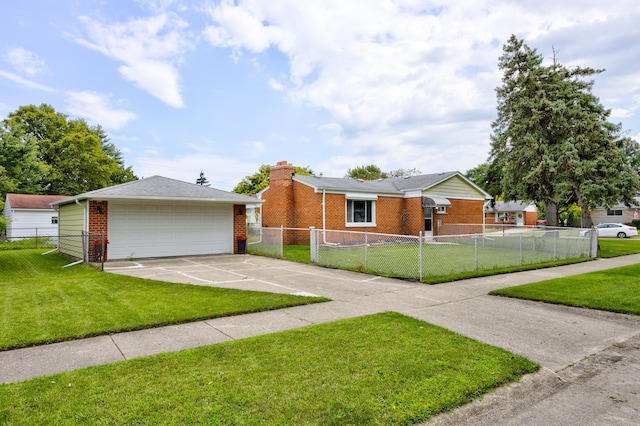 ranch-style house featuring a front lawn