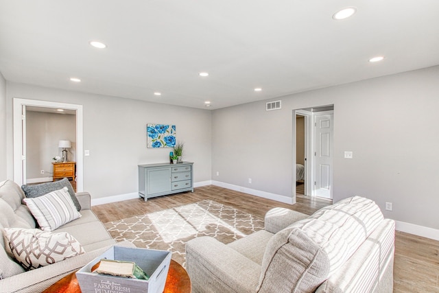 living room featuring light hardwood / wood-style floors