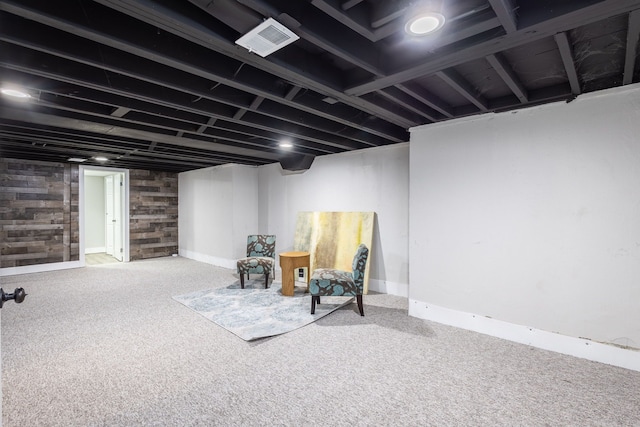 living area with carpet flooring