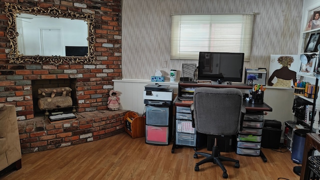 3624 Evergreen Pkwy, Flint, MI 48503 - office area with a fireplace and hardwood / wood-style floors