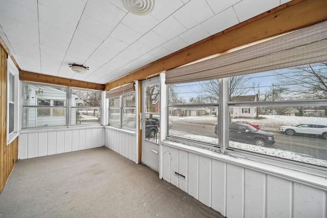 view of unfurnished sunroom