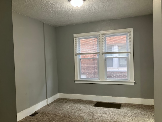 carpeted spare room featuring a textured ceiling