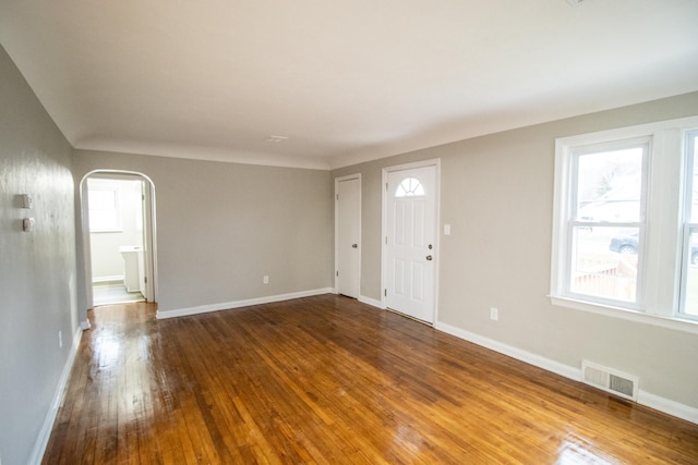 entryway with wood-type flooring