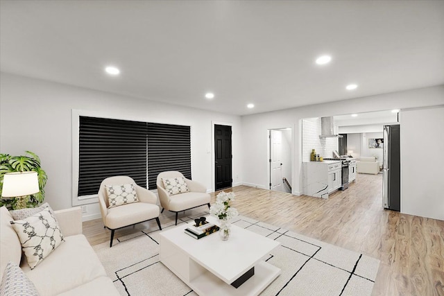 living room with light wood-type flooring