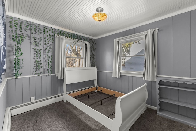 bedroom featuring carpet floors and ornamental molding