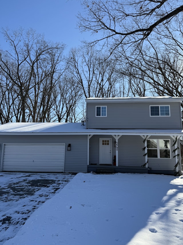 view of front property with a garage