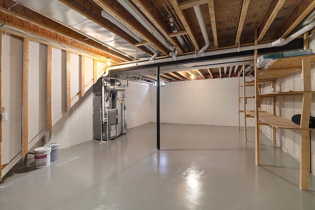 basement with heating unit