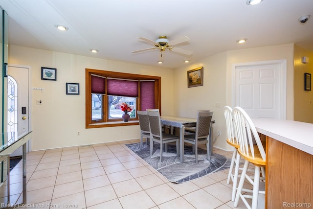 8268 Doncaster Dr, Sterling Heights, MI 48312 - dining room with ceiling fan, recessed lighting, and light tile patterned flooring