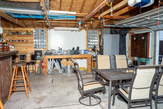 basement featuring a workshop area