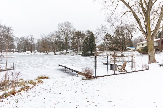 view of yard covered in snow