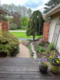 view of yard with a wooden deck