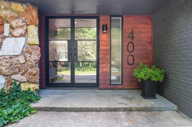 entrance to property featuring french doors