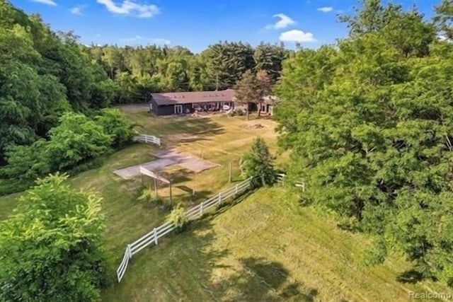 bird's eye view with a rural view