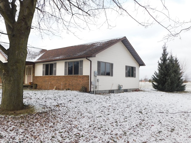 view of snow covered exterior