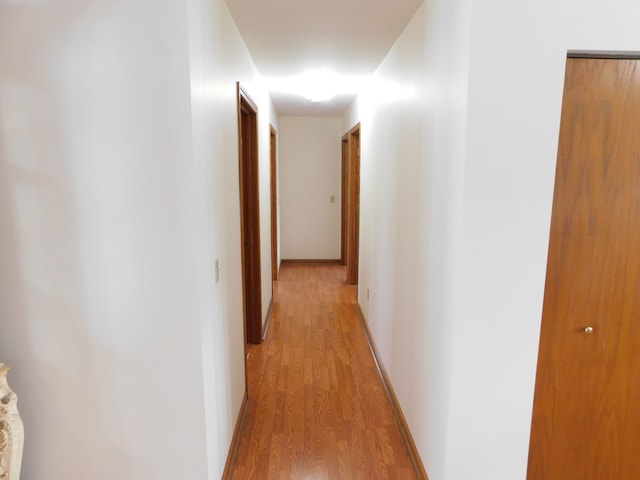 corridor with light hardwood / wood-style flooring