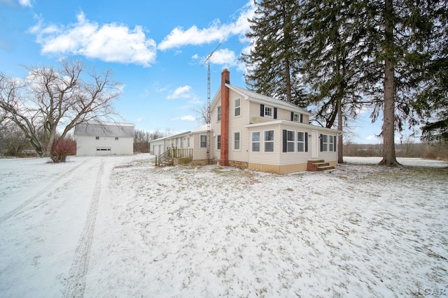 view of snow covered property