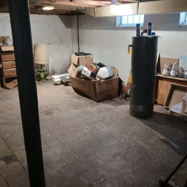 basement with gas water heater