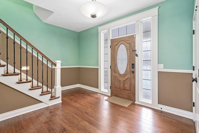 foyer with hardwood / wood-style flooring