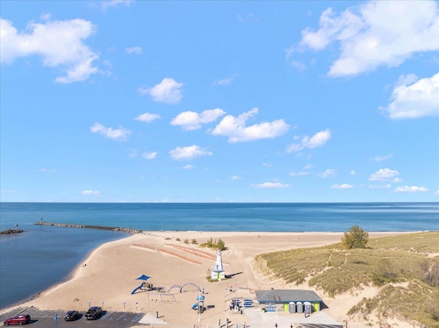 property view of water with a beach view