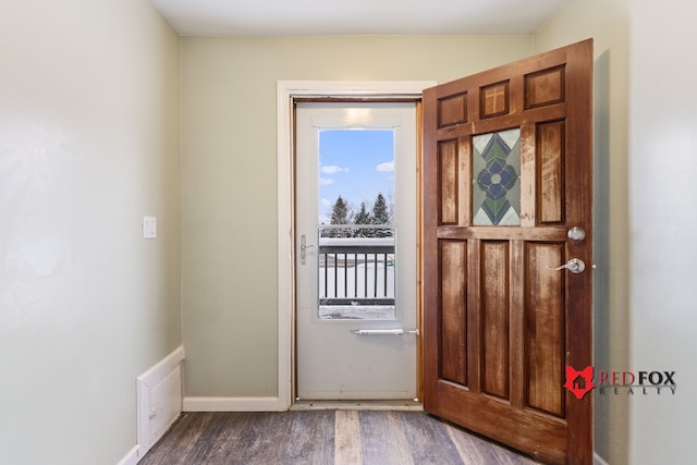 foyer featuring dark hardwood / wood-style floors