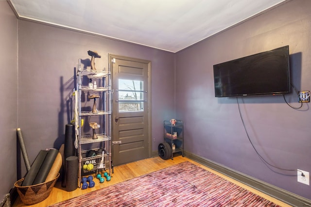 interior space with hardwood / wood-style flooring