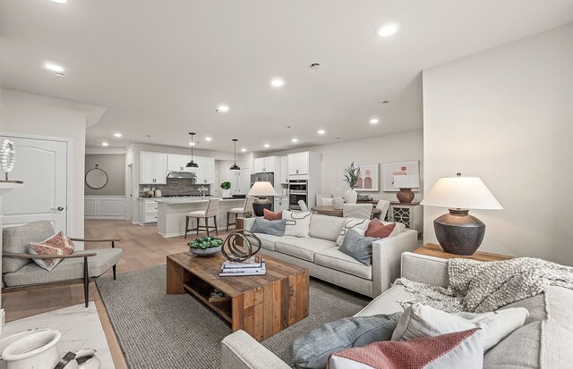 living room featuring light hardwood / wood-style floors