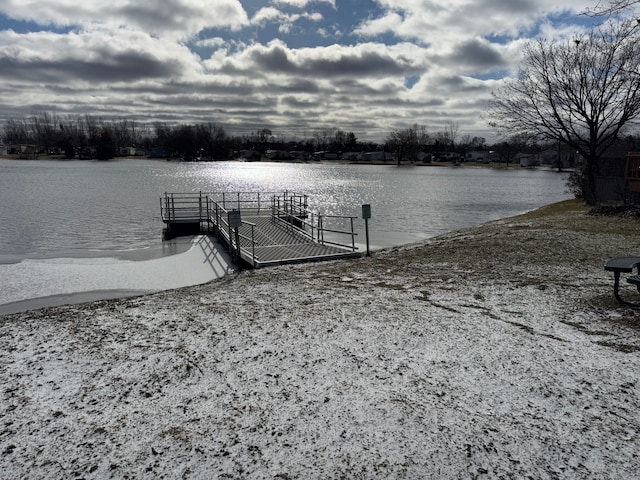 view of dock featuring a water view