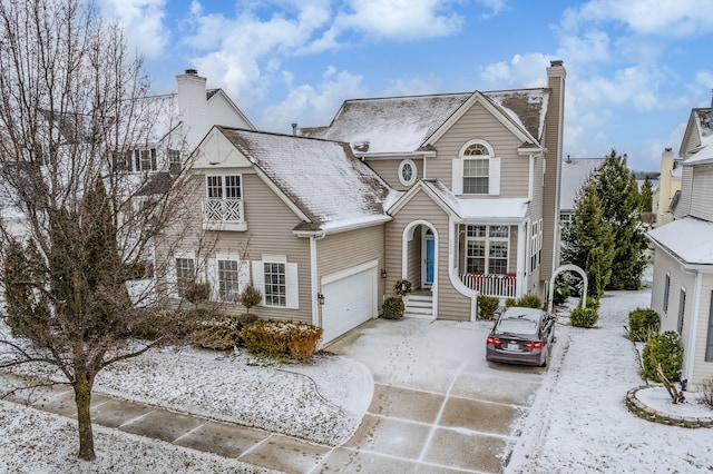 view of property featuring a garage