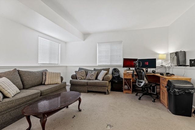 view of carpeted office space