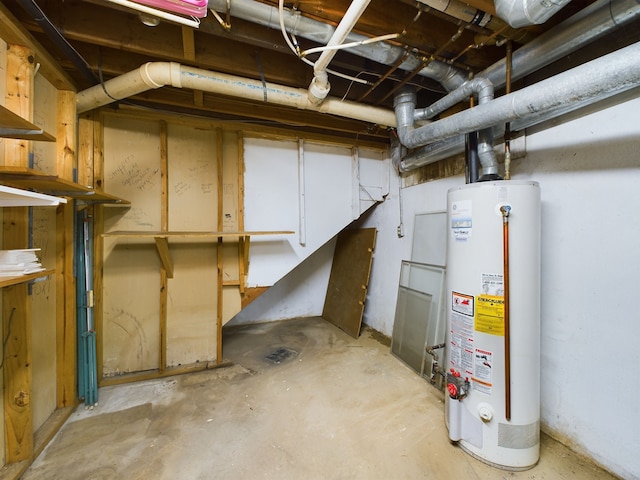 basement with gas water heater