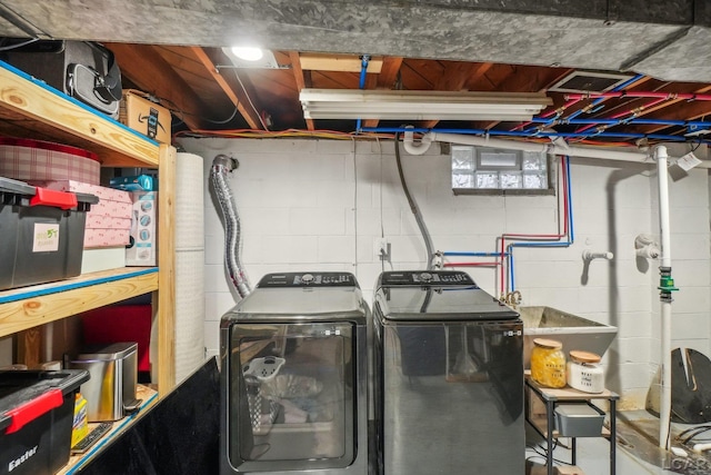 laundry room with independent washer and dryer and laundry area