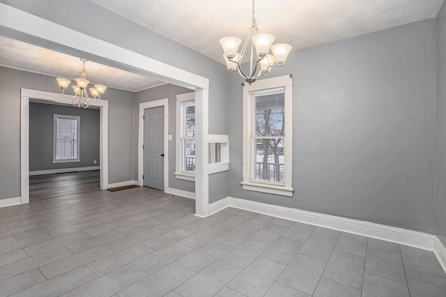 interior space with a notable chandelier