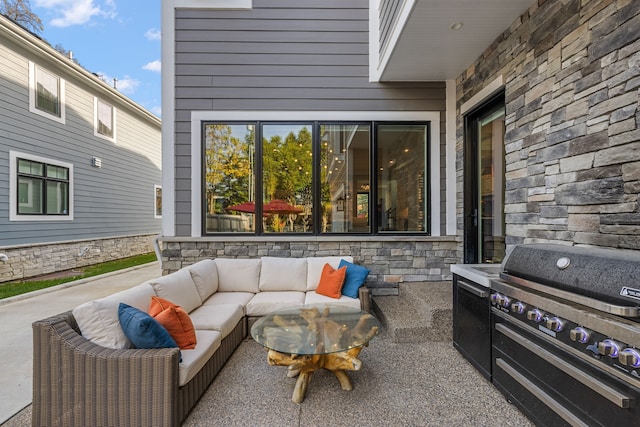 view of patio / terrace with outdoor lounge area and area for grilling