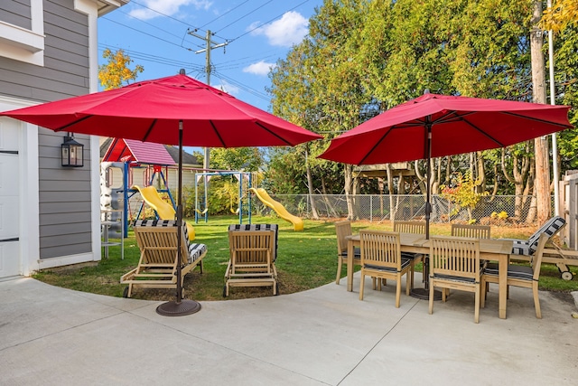 view of patio / terrace with a playground