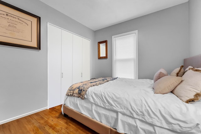 bedroom featuring a closet and wood-type flooring