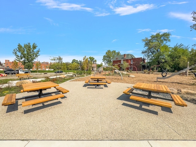 view of community with a playground