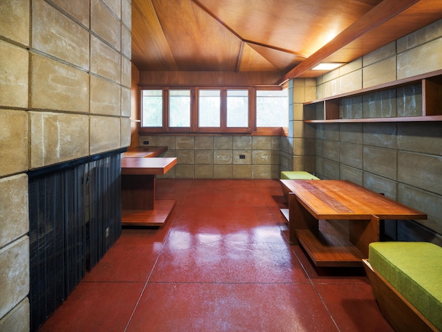 interior space with wood ceiling