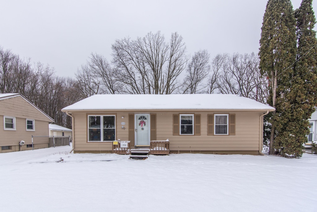 view of single story home