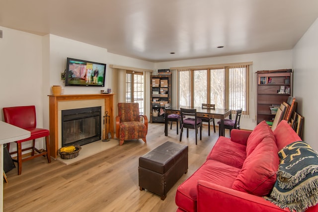 living room featuring plenty of natural light and hardwood / wood-style floors