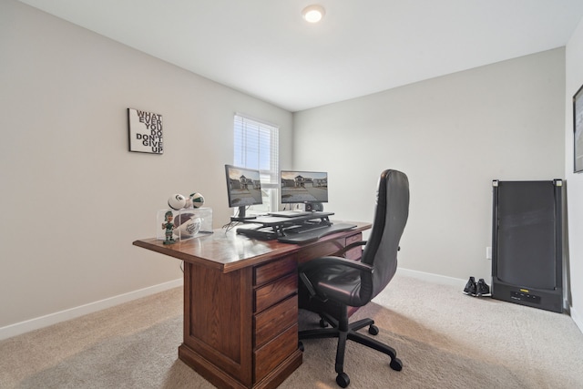 view of carpeted office space