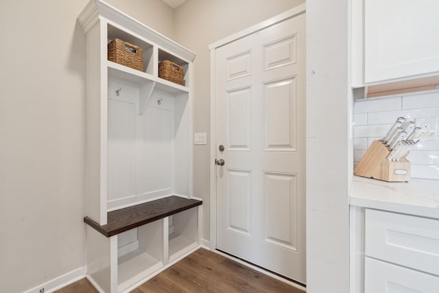 mudroom featuring dark hardwood / wood-style flooring