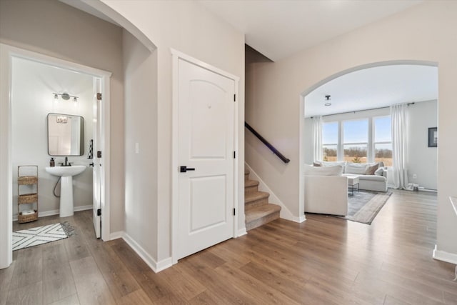 hall featuring light wood-type flooring