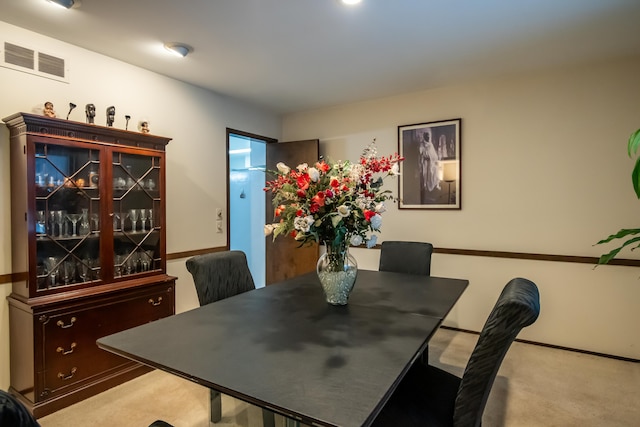 view of carpeted dining room