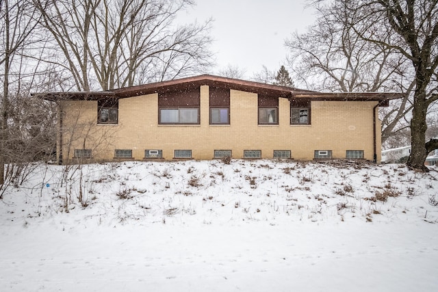 view of snow covered exterior