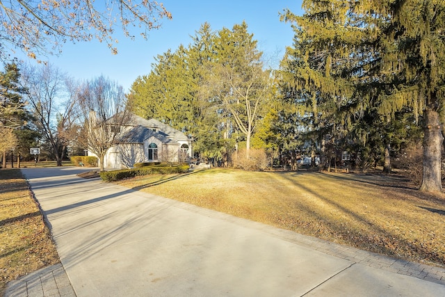 view of front of property with a front lawn