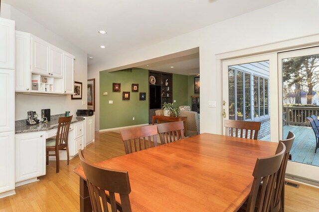 dining area featuring light hardwood / wood-style flooring