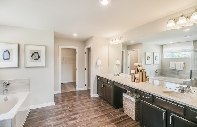 bathroom with vanity and a bathing tub