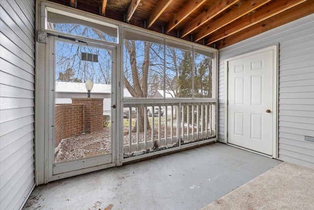 view of unfurnished sunroom