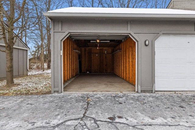 view of garage